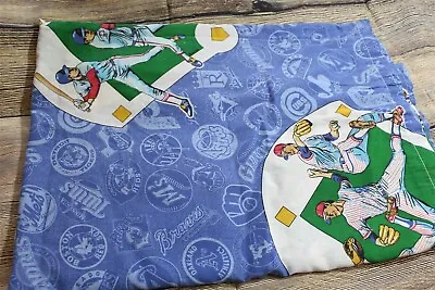 Vintage MLB Twin Bed Flat Sheet Blue All Teams • $8.99