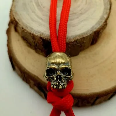 2 PCS Solid Brass Skull Lanyard Bead Knife Paracord Beads Bracelet Beads Pendant • $9.99