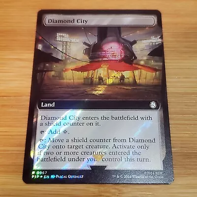 1x Diamond City Extended Foil Fallout Magic MTG Stamp Misprint Error 001 • $27.50