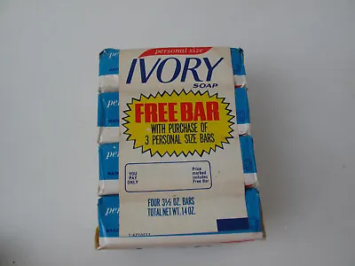 VINTAGE 4 BARS OF PERSONAL SIZE 3 1/2 OZ. IVORY SOAP In ORIGINAL WRAPPER • $12