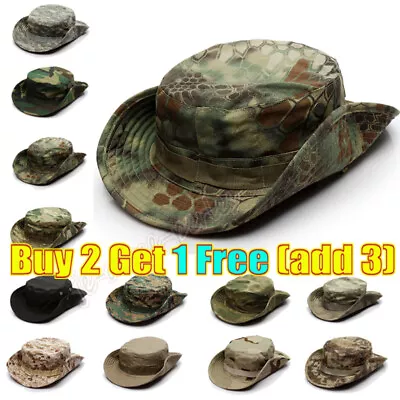 Mens Camo Army Boonie Sun Hat Bucket Cargo Safari Bush Summer Fishing Hat Cap UK • £2.49