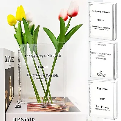 Bookend Vase For Flowers Art Bookshelf Decor Unique Vase For Book Lovers Acrylic • $5.90