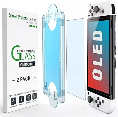 AmFilm Glass Screen Protector Nintendo Switch OLED 2021 Auto Alignment 2-PACK • $19.99