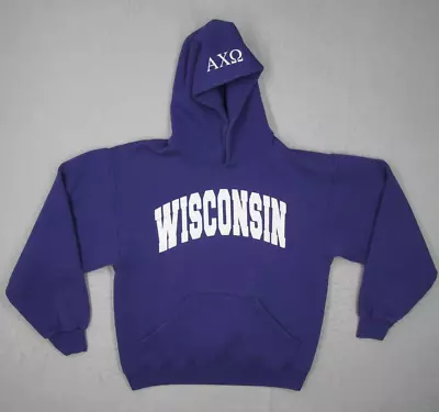 Vintage Alpha Chi Omega Hoodie Womens Medium Purple Soffe Pullover Wisconsin Y2K • $34.99