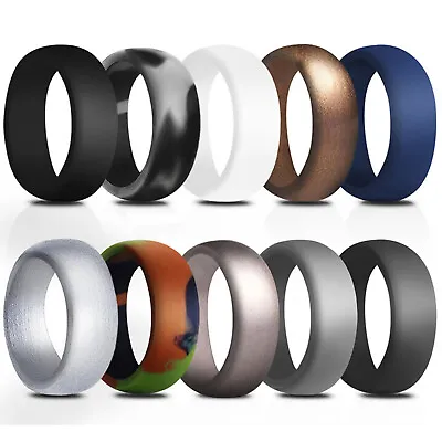 Silicone Exercise Ring For Men 10 Packs Flexible Rubber Wedding Engagement Bands • $11.89