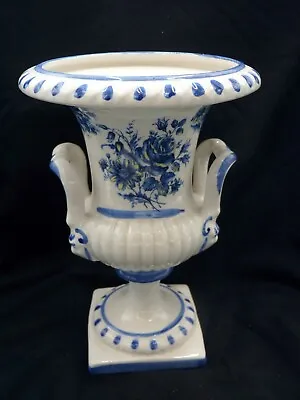 RARE Vintage Capodimonte Hand Made White And Blue Urn Style Vase Planter • £35
