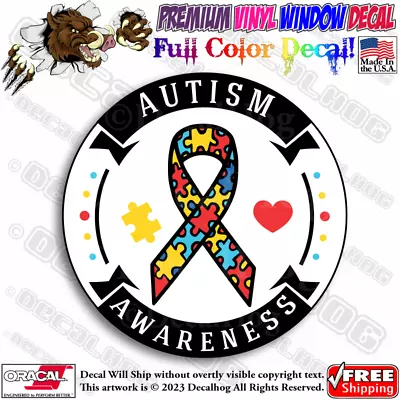 Autism Awareness Round Puzzle Full Color Car Truck Window Vinyl Decal Sticker. • $2.99