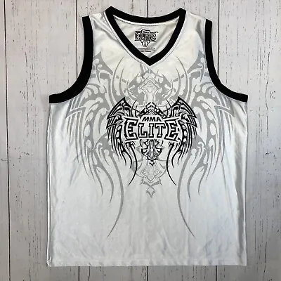 ⚡️MMA Elite Tank Top Men’s Size L White Polyester Sleeveless Jersey • $16.99