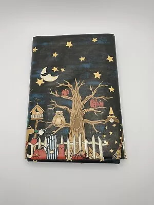 Vintage Vinyl Halloween Night Black Tablecloth 60  X 84  Rectangle Flannel Back  • $14.80