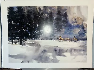 LEAVING WINTER CAMP By Milton Lewis Signed And Numbered  28 X 25 • $99