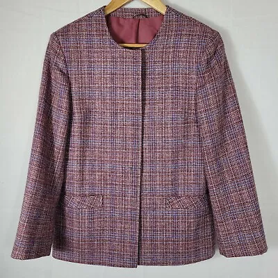 Moffat Woollens Women's 10 Blazer Hidden Buttons Lined Pockets Tweed 100% Wool • $27.29