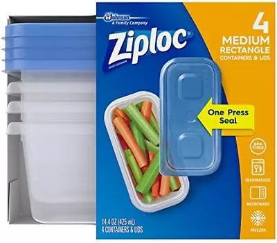 Reusable Food Storage Containers Mini Rectangle 4-Pack Smart Snap Technology  • $13.99