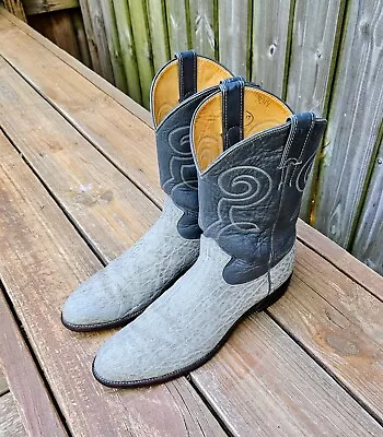 Vintage 1980s Justin Exotic Skin Cowboy Boots Gray Size 11 Made In USA • $99.95