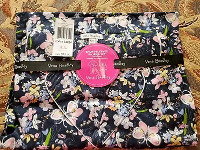  Vera Bradley Short-Sleeved Pajama  Set *Bloom Boom Navy* Size XL NWT  • $35