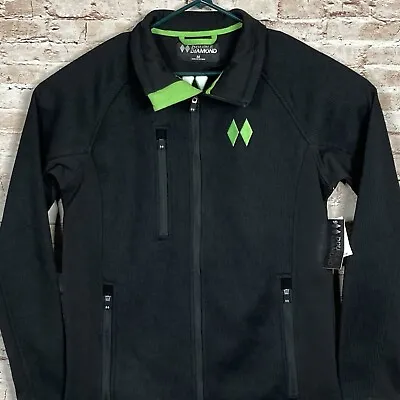 DOUBLE DIAMOND Full Zip Midlayer Jacket Mens Medium Zip Pockets Black NEW W Tags • $48.97