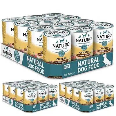 NATURO Grain And Gluten Free Chicken In Herb Gravy Adult Wet Dog Food 390g • £25.97