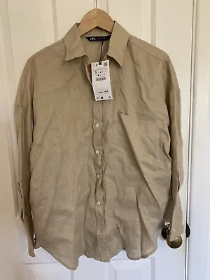 Zara Women’s Size S Linen Neutral Shirt • $25