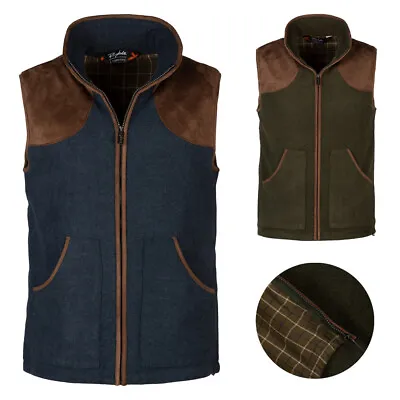 Mens Fleece Gilet Check Lined Waistcoat Bodywarmer Sleeveless Vest Rydale • £42.99