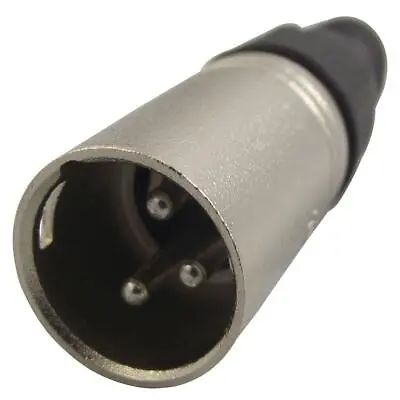 3 Pin Pole Male XLR Plug Connector Coloured Black With Strain Relief Solder Type • £2.59