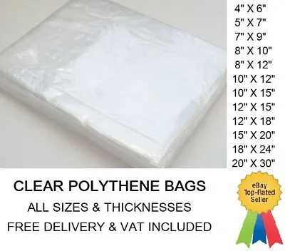 Clear Polythene Bags Plastic ALL SIZES Crafts Food Storage Small Large Cheapest • £1.19