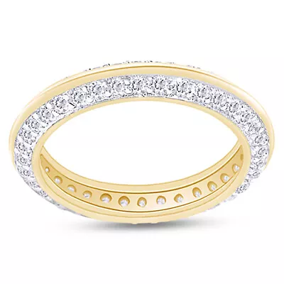 Knife Edge Eternity Band Ring Round Cut Simulated Diamond Solid Sterling Silver • $132.55