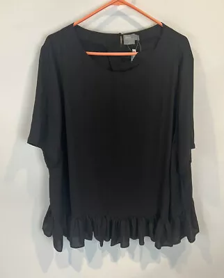 $24.51 • Buy Asos Curve Women's SZ US 22 Black Short Sleeve Ruffled Hem Tunic NWT