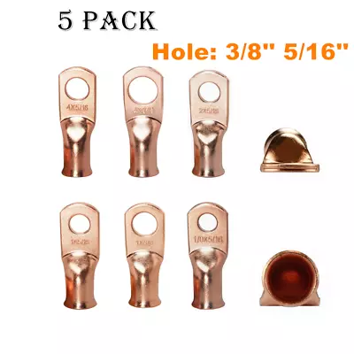 5pcs Gauge 4/6/8 AWG Battery Cable Ends Lugs Copper Ring Terminal Wire Connector • $5.99