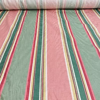 Vintage P Kaufmann Upholstery Fabric Red Green Stripes Hepburn Damask 9 Yr 54  • $86.40