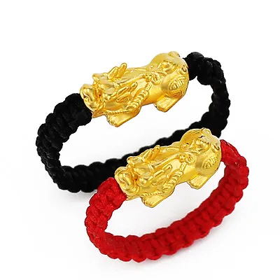 1pcs 999 Pure 24K Yellow Gold Ring Women Men 3D Bless Pixiu Dragon Lucky Ring 8 • $80.39