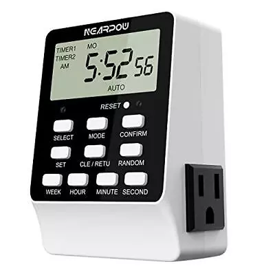 Dual Digital Outlet Timer 18 ON/OFF Programs 24-Hour/ 7-Day Programmable • $24.49