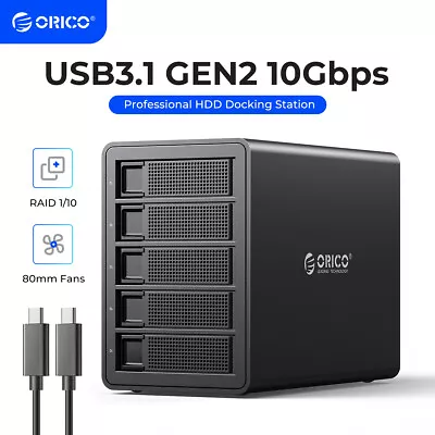 ORICO 5Bay Hard Drive Enclosure W/ Daisy Chain 10Gbps Type-C HDD Docking Station • $219.99