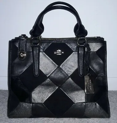 $99.50 • Buy Authentic Coach Crosby Patchwork Leather Satchel Bag Purse 36531 Black $495