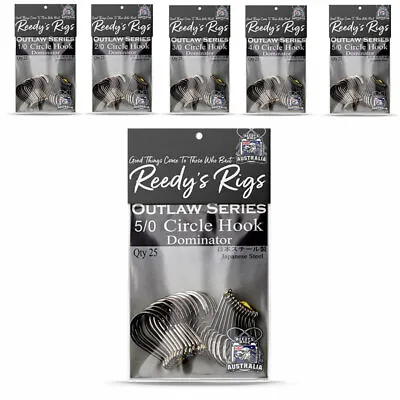 $22 • Buy 25x Hooks Circle 1,2,3,4,5,6,7,8/0  Octopus Dominator Reedys Bulk Pack Quality 