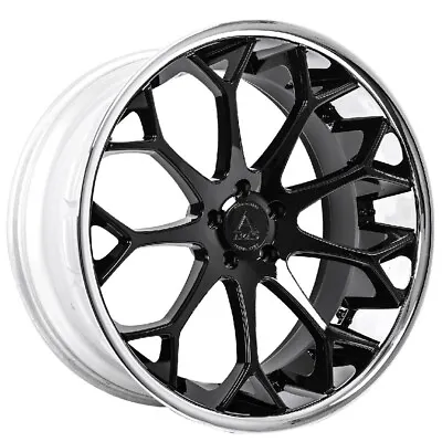 22  Staggered Azad Wheels AZ99 Gloss Black With Chrome SS Lip Rims • $2920