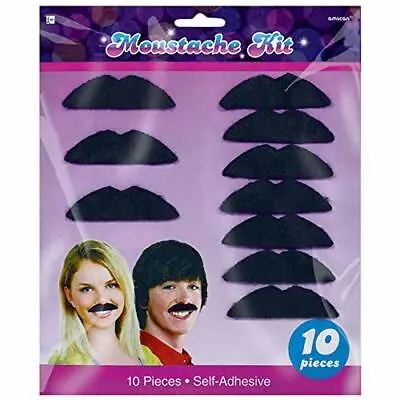 (10 Count) 70's Party Mustaches Multicolor One Size • $9.98