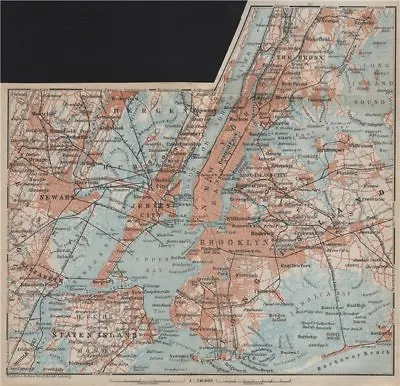 £6.99 • Buy NEW YORK CITY. Manhattan Bronx Brooklyn Staten Is. Newark Jersey City 1909 Map
