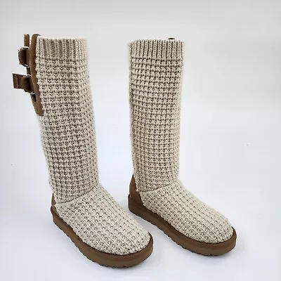 UGG  CLASSIC SOLENE Women Size 6 Beige Tall Knee High Pull On Boot S/N 1112478 • $45