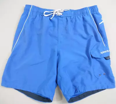 Speedo Shorts Mens Medium Blue Drawstring Mesh Lined Swimming Trunks • $5.39