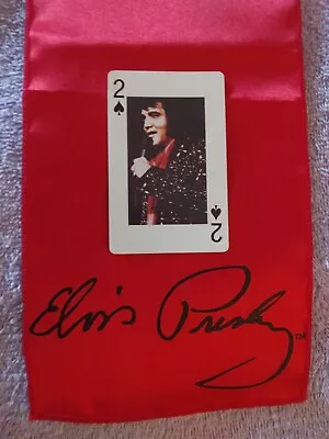 Elvis Presley Signature Red Scarf&2 Sided Photo Playing Card Near Mint-mint Lt 2 • $22