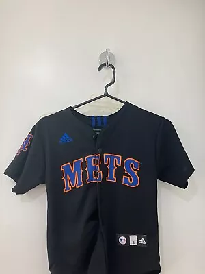 New York Mets Adidas  Black Mlb Baseball Jersey Youth Small • $24.45