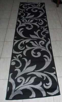 New Black/grey Modern Floor Hall Hallway Runner Rug 60x230cm • $75