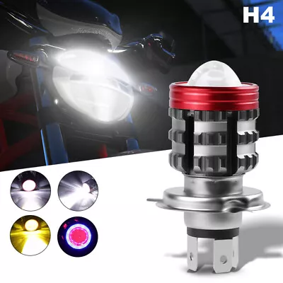 1x Motorcycle H4 LED Headlight Bulb White Yellow Hi /Lo Beam Angel Eyes 12V 24V • $10.38