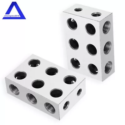 Matched Pair 1-2-3 123 Blocks With 11 Holes Precision 0.0002  Hardened Steel • $21.49