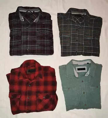 LOT OF 4 Dakota Grizzly Mens Long Sleeve Flannel Shirt 2 Snap 2 Button Size XL • $22.99