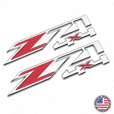 2x GMC Sierra Z71 4X4 Fender Front Door Logo Badge Emblem Nameplate Chrome Red • $14.99