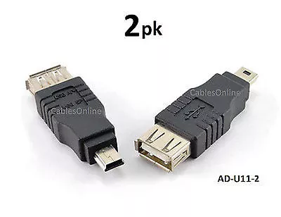 2-PACK USB 2.0 Mini-B 5-Pin Male To USB A Female Converter Adapter AD-U11 • $5.50