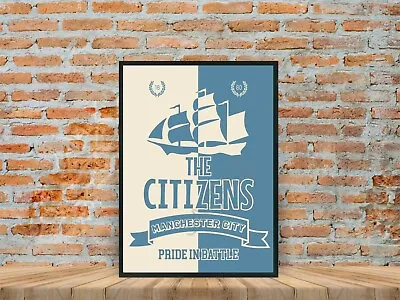 Manchester City Print Football Poster Man City A3/A4 Home Decor Gift Idea Wall  • £6.95