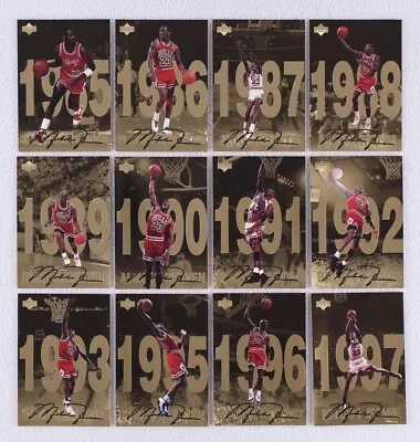 1998 Michael Jordan Upper Deck Gatorade Promo Complete 12-Card Jumbo Set Gold • $95