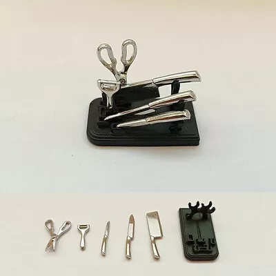 6PC Dollhouse Miniature 1/12 Scale Knife Holder Kitchen Tools Accessoris Metal • $6.99