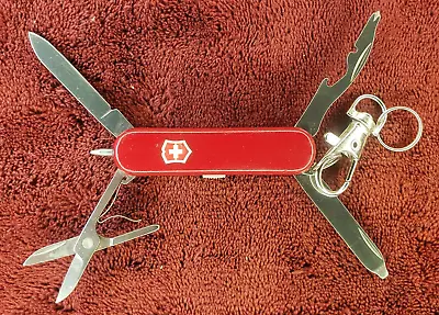 Victorinox Swiss Army 58mm Knife Red LED Midnite Manager With Keychain • $29.95